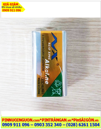 Nuoxing 6LR61, Pin 9v vuông Alkaline Nuoxing 6LR61 chính hãng (Vỏ vàng)